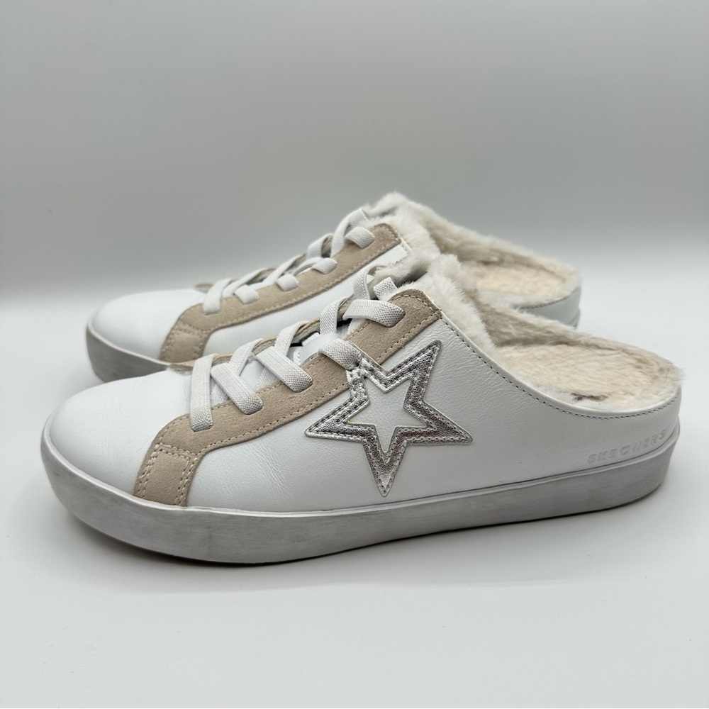 Skechers Street LA Womens Diamond Starz Wear Ever Wedge Sneakers 7.5 White